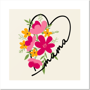 Mama heart floral gift for mom Posters and Art